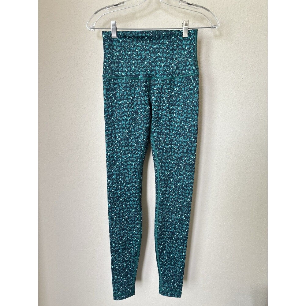 Lululemon Size 6 Green Black Printed Wunder Under High-Rise Tight